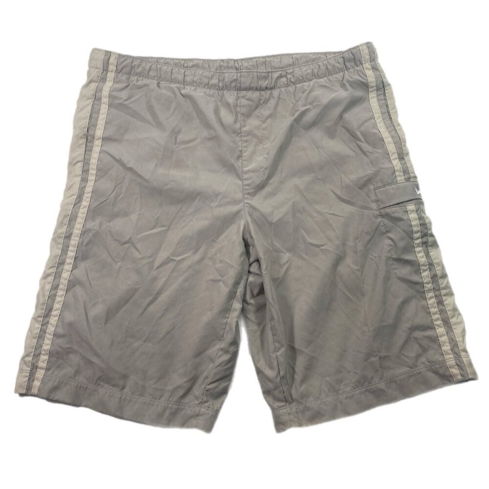 Vintage Nike Shorts Mens Large Beige Y2K Swoosh Beach Board Swim Trunks 2000s